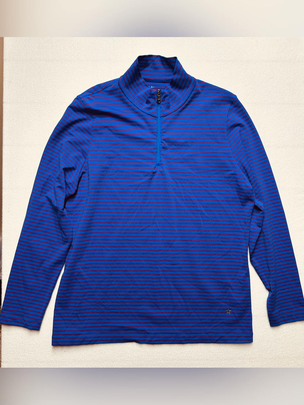 Lohla Sport Quarter Zip • Women’s XXL • Blue/Red Stripe Performance Pullover